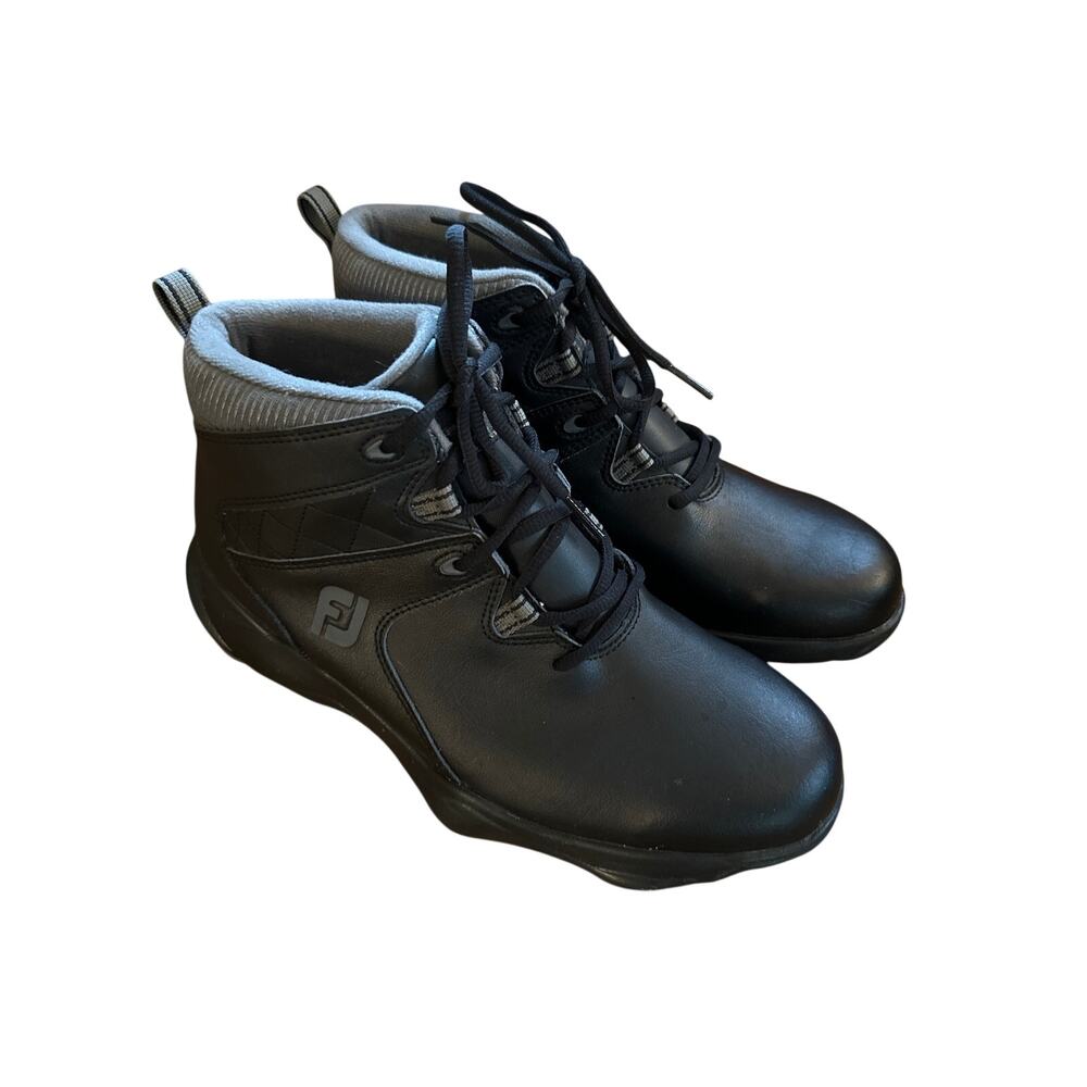 Men 9W Foot Joy FootJoy Cascade Spiked Golf Boots Shoes Sneakers Black Leather